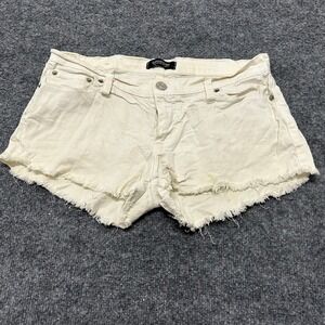 Goodtime Shorts Womens Size L Off White Denim Frayed Hem Stretch Casual USA Made